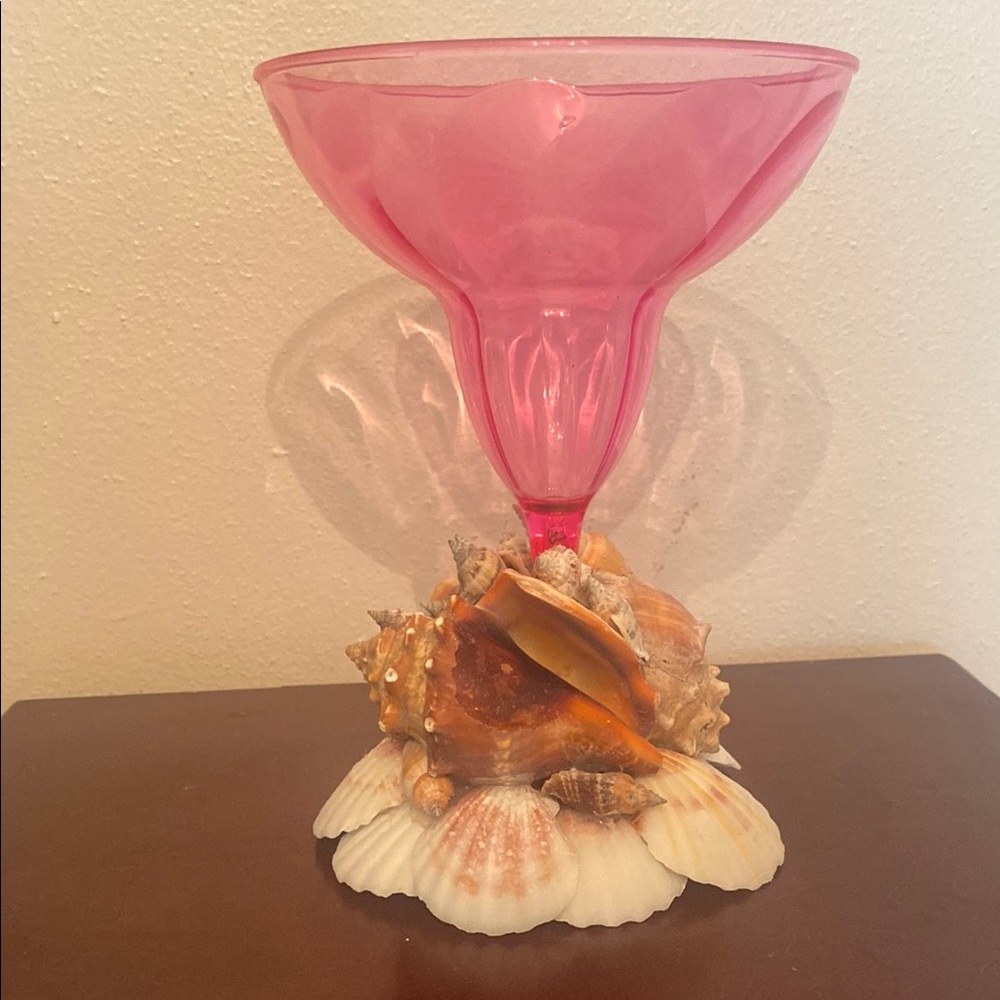 Pink Acrylic Margarita Seashell Beach Glass- OOK